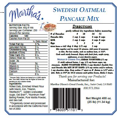 50 lbs Wholesale-"50/50 Recipe" Oatmeal Pancake Mix 50 Lbs.